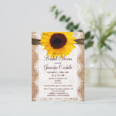 Rustic Sunflower Bridal Shower Invitation Briefkaa Uitnodiging Briefkaart (Staand voorkant)