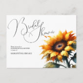 Rustic Sunflower Bridal Shower Invitations Briefkaart (Voorkant)