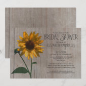 Rustic Sunflower Bridal Shower Invitations Kaart (Voorkant / Achterkant)