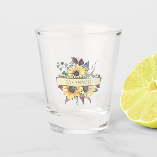 Rustic Sunflower Bridal Tribe Shot Glas (Voorkant)
