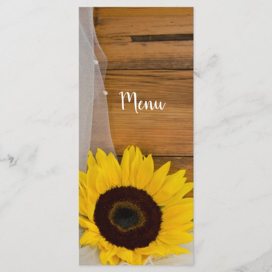 Rustic Sunflower Bridal Veil Country Wedding Menu (Voorkant)