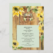 Rustic Sunflower Bride Foto Wood & Lichten Bridal Kaart (Voorkant / Achterkant)