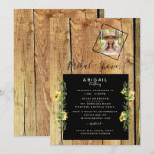 Rustic Sunflower Bride Photo Wood Vrijgezellenfees Kaart (Voorkant / Achterkant)