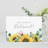Rustic Sunflower Bridesmaid proposal Kaart (Staand voorkant)