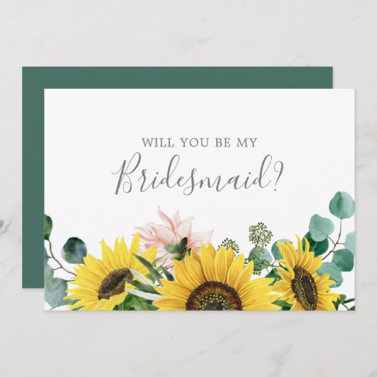 Rustic Sunflower Bridesmaid proposal Kaart (Voorkant / Achterkant)