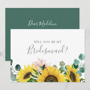 Rustic Sunflower Bridesmaid proposal Kaart
