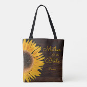 Rustic Sunflower Brown Wood moeder van de bruid Tote Bag (Achterkant)