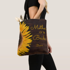 Rustic Sunflower Brown Wood moeder van de bruid Tote Bag