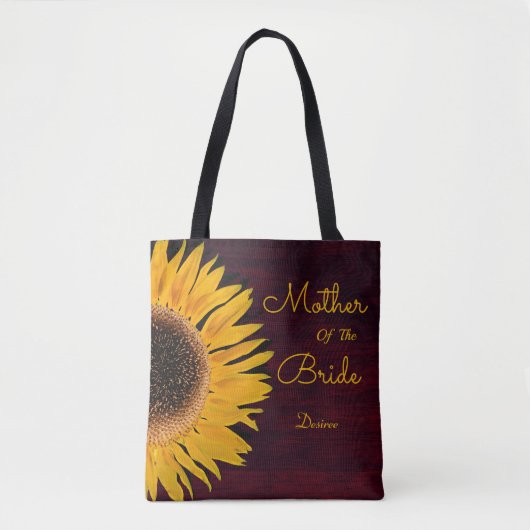 Rustic Sunflower Burgundy Moeder van de Bride Tote Bag (Voorkant)