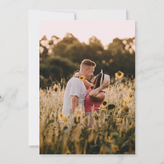 Rustic Sunflower & Burgundy Rozen Foto bruiloft Kaart (Achterkant)