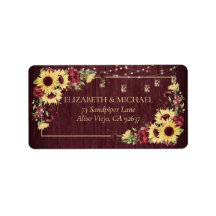 Rustic Sunflower Burgundy Wood Floral Adres