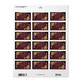 Rustic Sunflower Burgundy Wood Floral Adres Etiket (Full Sheet)