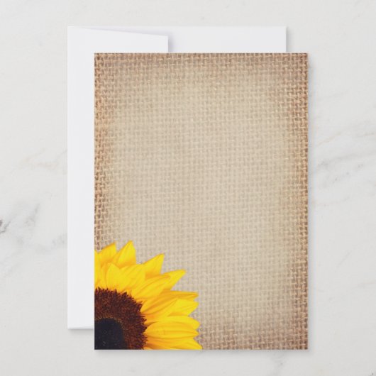 Rustic Sunflower Burlap Bridal Shower Invitations Kaart (Achterkant)