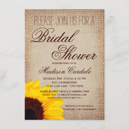 Rustic Sunflower Burlap Bridal Shower Invitations Kaart