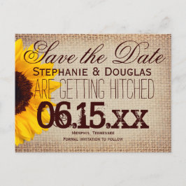 Rustic Sunflower Burlap Sparen de Briefkaarten van