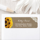 Rustic Sunflower Burlap Wedding Return Address Etiket (Insitu)