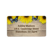 Rustic Sunflower Butterflies Verzendadres Etiket (Voorkant)