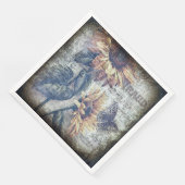 Rustic Sunflower Butterfly Newspaper Decoupage Servet (Hoek)