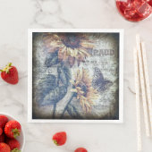 Rustic Sunflower Butterfly Newspaper Decoupage Servet (Insitu)