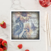 Rustic Sunflower Butterfly Newspaper Decoupage Servet (Insitu)