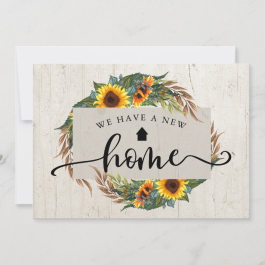 Rustic Sunflower Calligraphy Moving Announcement Aankondiging (Voorkant)