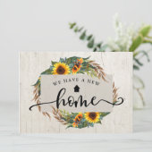 Rustic Sunflower Calligraphy Moving Announcement Aankondiging (Staand voorkant)