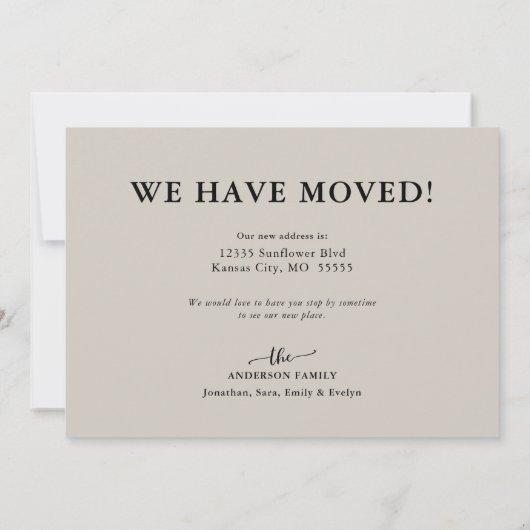 Rustic Sunflower Calligraphy Moving Announcement Aankondiging (Achterkant)