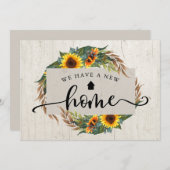 Rustic Sunflower Calligraphy Moving Announcement Aankondiging (Voorkant / Achterkant)