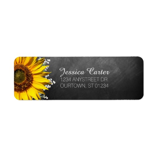 Rustic Sunflower Chalkboard Adres label (Voorkant)