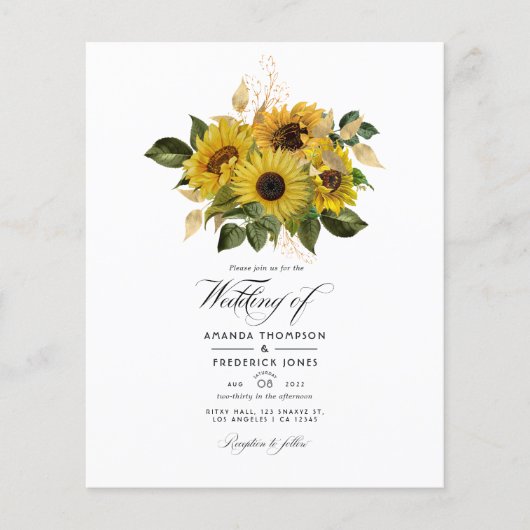 Rustic Sunflower Country Barn Wedding Flyer (Voorkant)