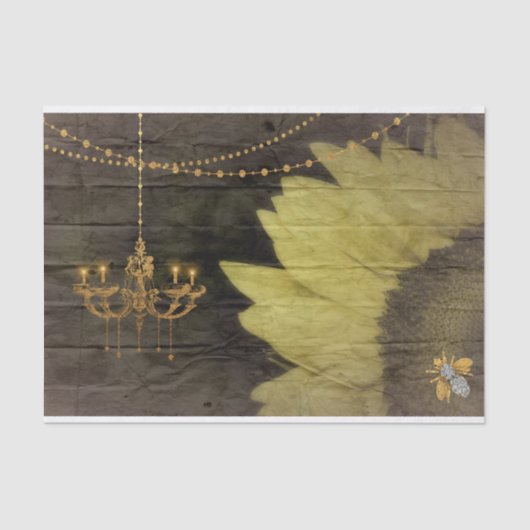 Rustic Sunflower Country Chandelier Glam Tissuepapier (Voorkant)