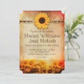  Rustic Sunflower Country Wedding Invite Kaart (Staand voorkant)