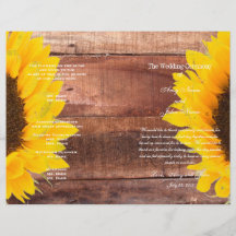 Rustic Sunflower Country Wedding Programme
