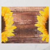 Rustic Sunflower Country Wedding Programme (Achterkant)