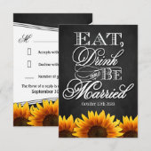 Rustic Sunflower Country Wedding RSVP-kaarten RSVP Kaartje (Voorkant / Achterkant)