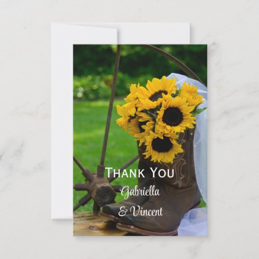 Rustic Sunflower Country Western Weddenschap Bedan Bedankkaart (Voorkant)