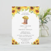 Rustic Sunflower Cowboy Boots country Wedding Kaart (Staand voorkant)