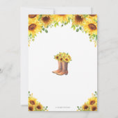 Rustic Sunflower Cowboy Boots country Wedding Kaart (Achterkant)