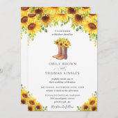 Rustic Sunflower Cowboy Boots country Wedding Kaart (Voorkant / Achterkant)
