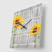 Rustic Sunflower Creëer Your Custom Photo Collage Vierkante Klok (Hoek)