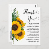 Rustic Sunflower Custom Photo Weddenschap Hartelij Briefkaart (Voorkant / Achterkant)