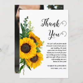 Rustic Sunflower Custom Photo Wedding Bedankkaart