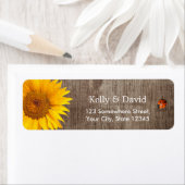 Rustic Sunflower Cute Ladybug Barn Wood Wedding Etiket (Insitu)