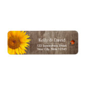 Rustic Sunflower Cute Ladybug Barn Wood Wedding Etiket (Voorkant)