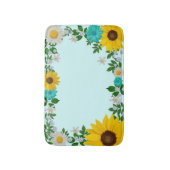 Rustic Sunflower Daisy Blauwgroen Floral Badmat (Voorkant Verticaal)