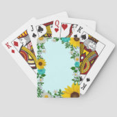 Rustic Sunflower Daisy Blauwgroen Floral Pokerkaarten (Achterkant)
