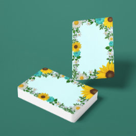 Rustic Sunflower Daisy Blauwgroen Floral Pokerkaarten