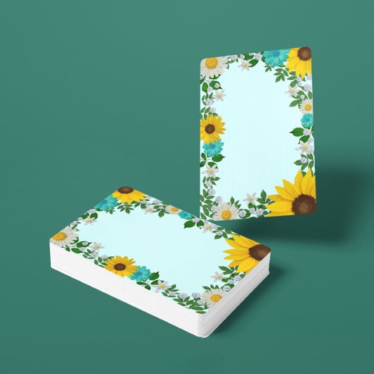 Rustic Sunflower Daisy Blauwgroen Floral Pokerkaarten