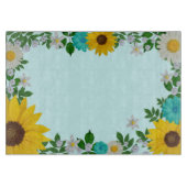 Rustic Sunflower Daisy Blauwgroen Floral Snijplank (Voorkant)
