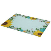 Rustic Sunflower Daisy Blauwgroen Floral Snijplank (Hoek)